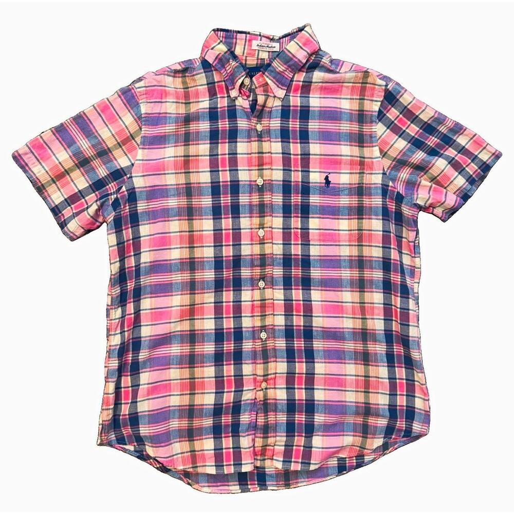 Ralph Lauren Shirt Mens M Authentic Indian Madras Plaid SS Button-Down